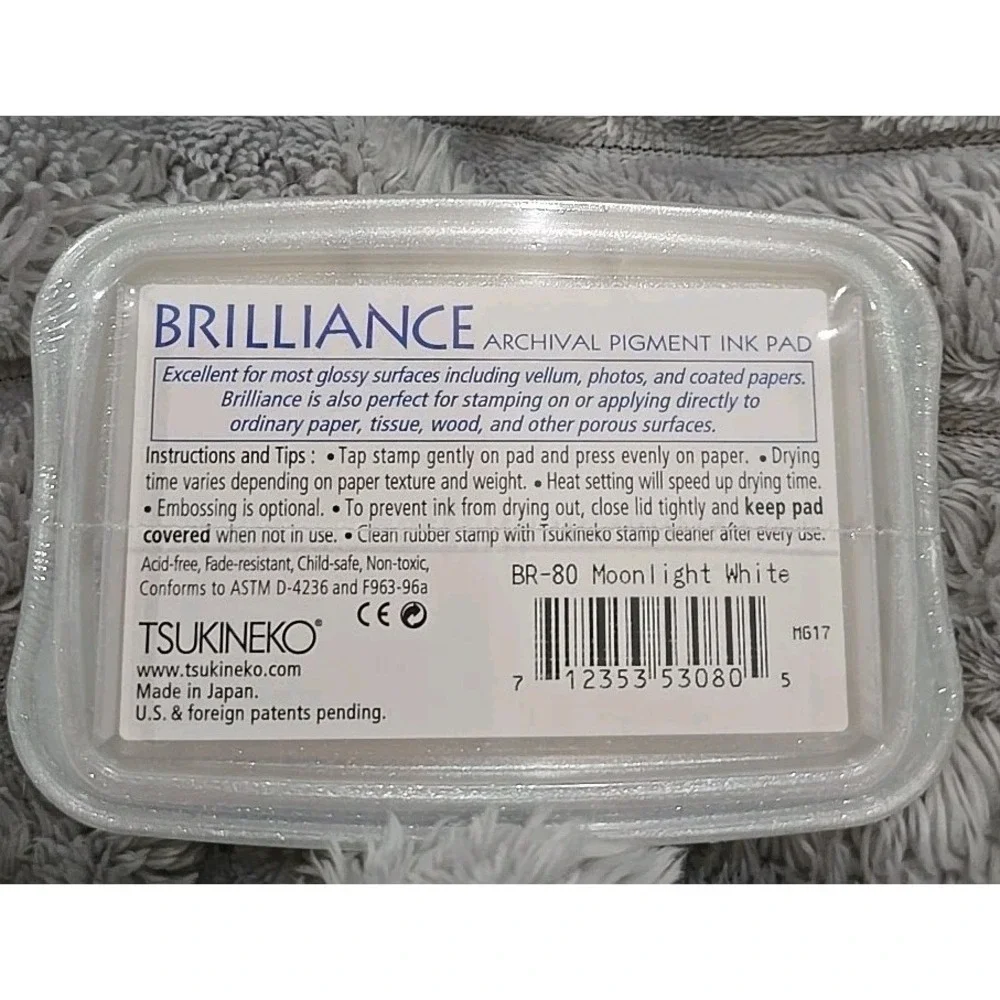 Tsukineko Brilliance Archival Pigment Ink Pad Moonlight White BR-80 New‎